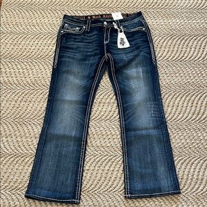 Rock Revival Distressed Dark Indigo Bootcut Jeans Nw/T